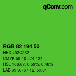 Color code: RGB 82 194 50 | qconv.com