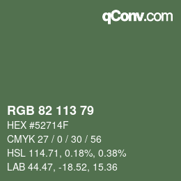 カラーコード: RGB 82 113 79 | qconv.com