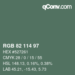 Color code: RGB 82 114 97 | qconv.com