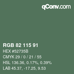 カラーコード: RGB 82 115 91 | qconv.com