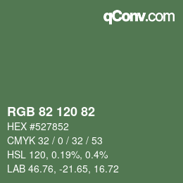 カラーコード: RGB 82 120 82 | qconv.com