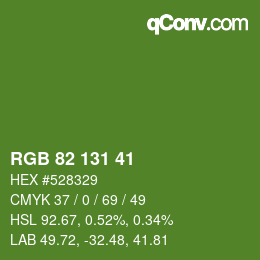 Color code: RGB 82 131 41 | qconv.com