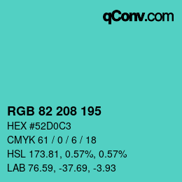 Color code: RGB 82 208 195 | qconv.com