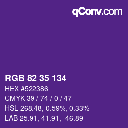 Código de color: RGB 82 35 134 | qconv.com