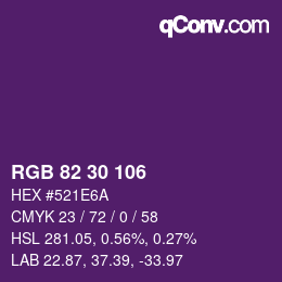 Farbcode: RGB 82 30 106 | qconv.com