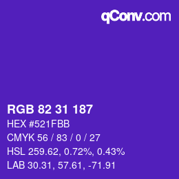 Color code: RGB 82 31 187 | qconv.com