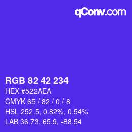 Farbcode: RGB 82 42 234 | qconv.com