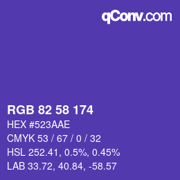 Código de color: RGB 82 58 174 | qconv.com