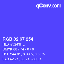 カラーコード: RGB 82 67 254 | qconv.com