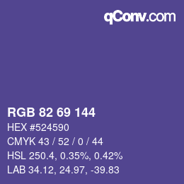 Code couleur: RGB 82 69 144 | qconv.com