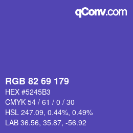 Code couleur: RGB 82 69 179 | qconv.com