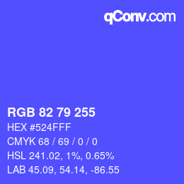 Code couleur: RGB 82 79 255 | qconv.com