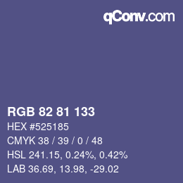 Code couleur: RGB 82 81 133 | qconv.com