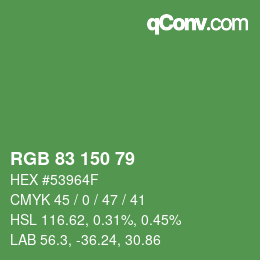 Code couleur: RGB 83 150 79 | qconv.com