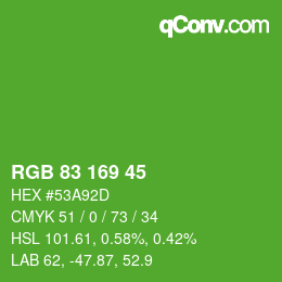 Code couleur: RGB 83 169 45 | qconv.com