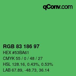 Color code: RGB 83 186 97 | qconv.com