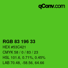 Color code: RGB 83 196 33 | qconv.com