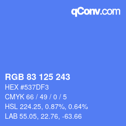 Color code: RGB 83 125 243 | qconv.com