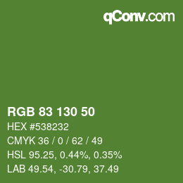 Color code: RGB 83 130 50 | qconv.com