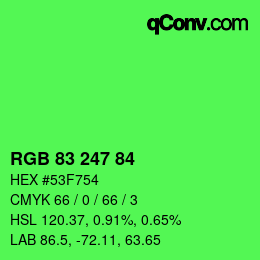 Code couleur: RGB 83 247 84 | qconv.com