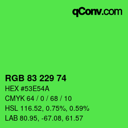 Color code: RGB 83 229 74 | qconv.com