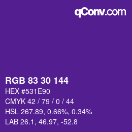 Código de color: RGB 83 30 144 | qconv.com