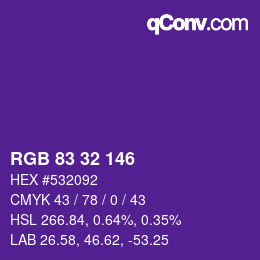 Color code: RGB 83 32 146 | qconv.com