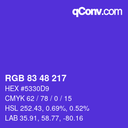 Code couleur: RGB 83 48 217 | qconv.com