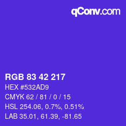 Color code: RGB 83 42 217 | qconv.com