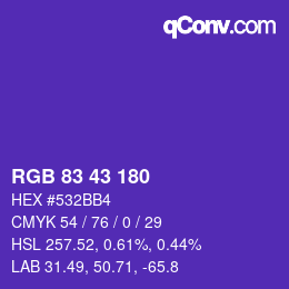 カラーコード: RGB 83 43 180 | qconv.com