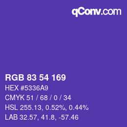 Código de color: RGB 83 54 169 | qconv.com