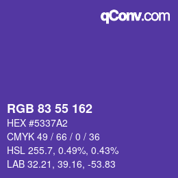 Color code: RGB 83 55 162 | qconv.com