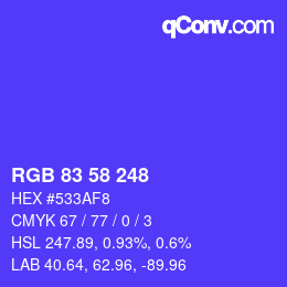 Código de color: RGB 83 58 248 | qconv.com