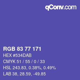 Farbcode: RGB 83 77 171 | qconv.com