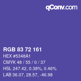 カラーコード: RGB 83 72 161 | qconv.com