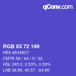 Color code: RGB 83 72 199 | qconv.com