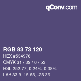 Color code: RGB 83 73 120 | qconv.com