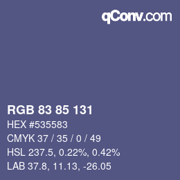 Color code: RGB 83 85 131 | qconv.com