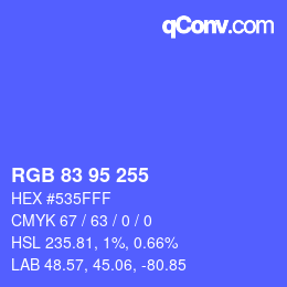 カラーコード: RGB 83 95 255 | qconv.com