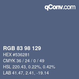 Color code: RGB 83 98 129 | qconv.com