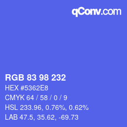 Código de color: RGB 83 98 232 | qconv.com