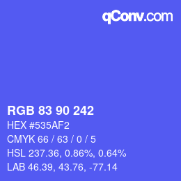 Color code: RGB 83 90 242 | qconv.com