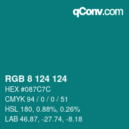 Código de color: RGB 8 124 124 | qconv.com