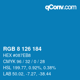 Código de color: RGB 8 126 184 | qconv.com