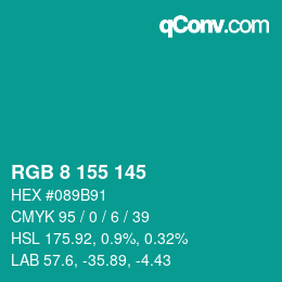 Code couleur: RGB 8 155 145 | qconv.com