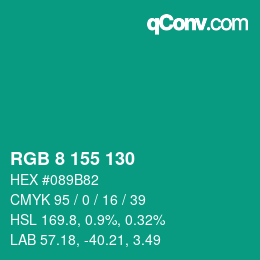 Color code: RGB 8 155 130 | qconv.com