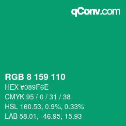 Color code: RGB 8 159 110 | qconv.com