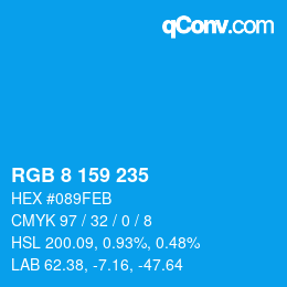 Color code: RGB 8 159 235 | qconv.com