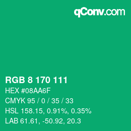 カラーコード: RGB 8 170 111 | qconv.com