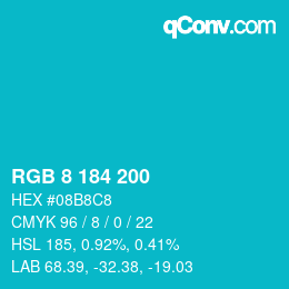 カラーコード: RGB 8 184 200 | qconv.com